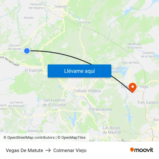 Vegas De Matute to Colmenar Viejo map