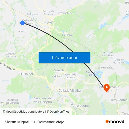 Martín Miguel to Colmenar Viejo map