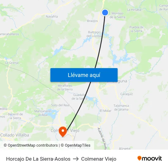 Horcajo De La Sierra-Aoslos to Colmenar Viejo map
