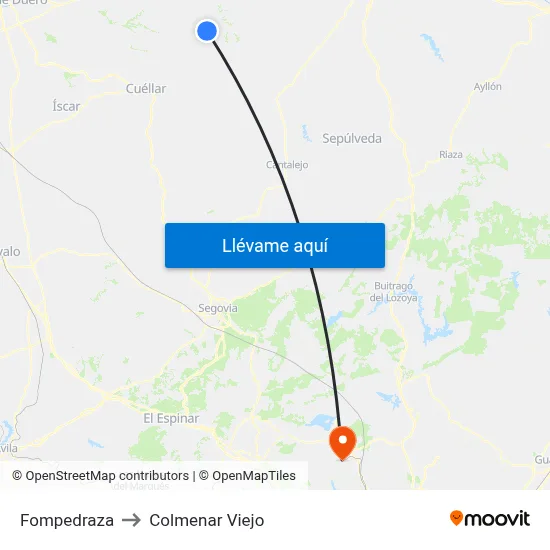 Fompedraza to Colmenar Viejo map