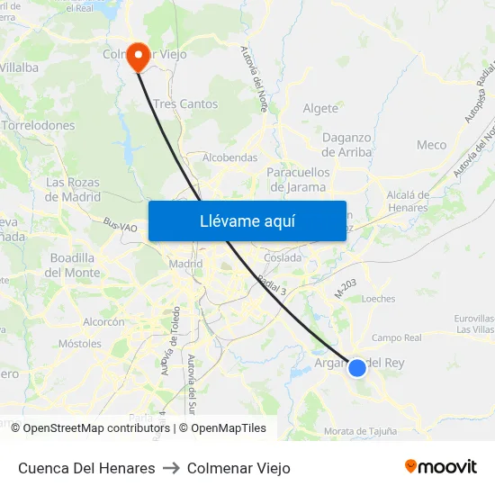 Cuenca Del Henares to Colmenar Viejo map