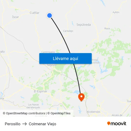 Perosillo to Colmenar Viejo map