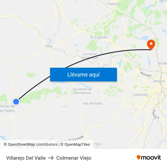 Villarejo Del Valle to Colmenar Viejo map