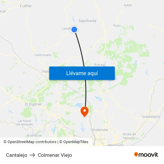 Cantalejo to Colmenar Viejo map