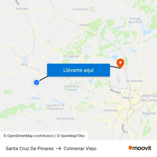 Santa Cruz De Pinares to Colmenar Viejo map