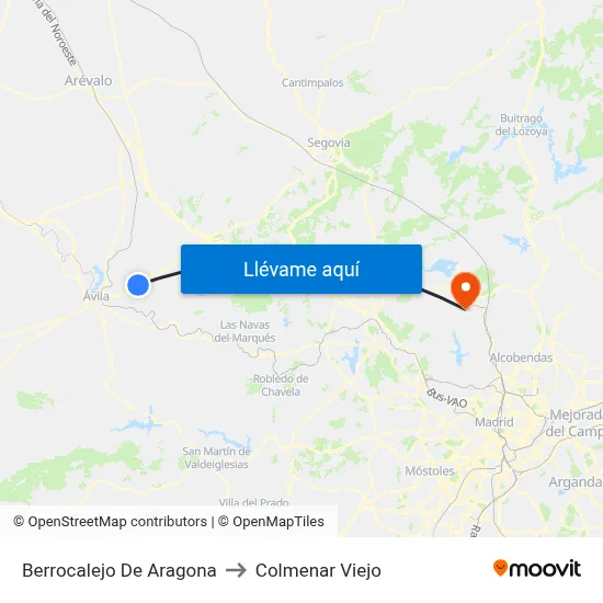 Berrocalejo De Aragona to Colmenar Viejo map