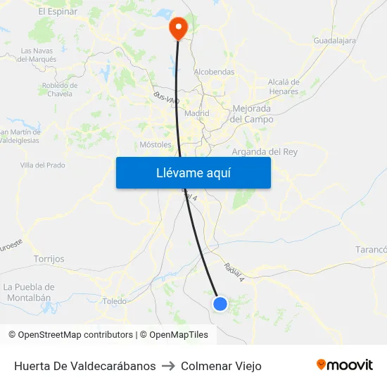 Huerta De Valdecarábanos to Colmenar Viejo map