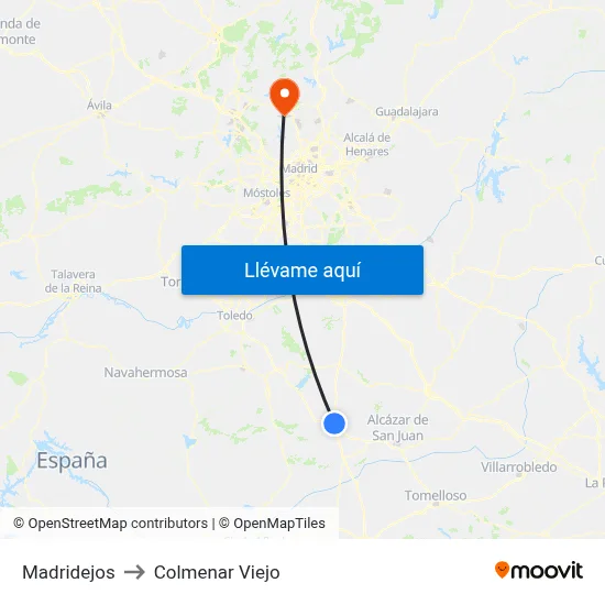 Madridejos to Colmenar Viejo map