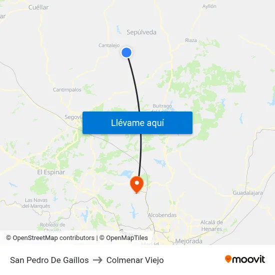 San Pedro De Gaíllos to Colmenar Viejo map