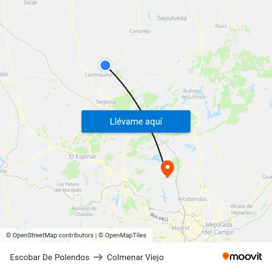 Escobar De Polendos to Colmenar Viejo map