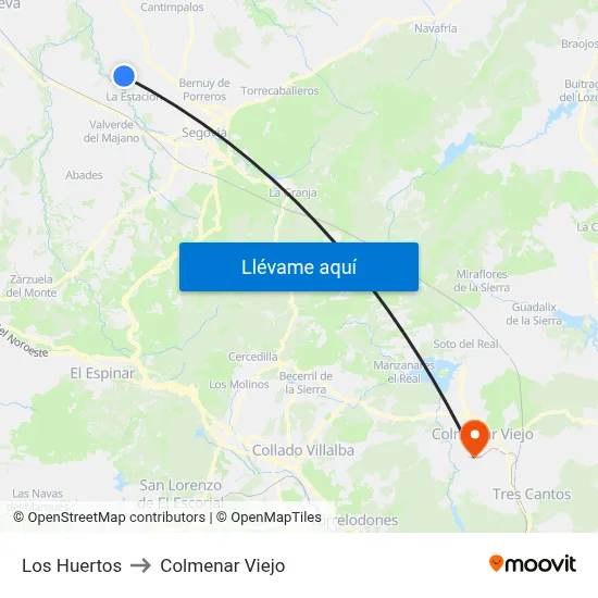 Los Huertos to Colmenar Viejo map