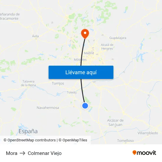 Mora to Colmenar Viejo map