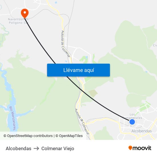 Alcobendas to Colmenar Viejo map