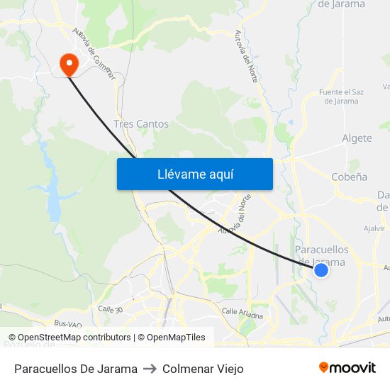 Paracuellos De Jarama to Colmenar Viejo map