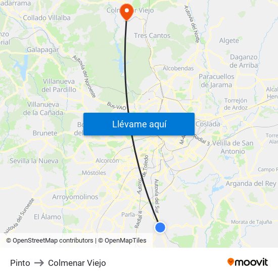 Pinto to Colmenar Viejo map