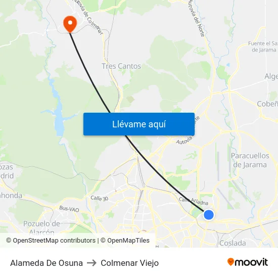 Alameda De Osuna to Colmenar Viejo map