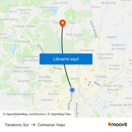 Tanatorio Sur to Colmenar Viejo map