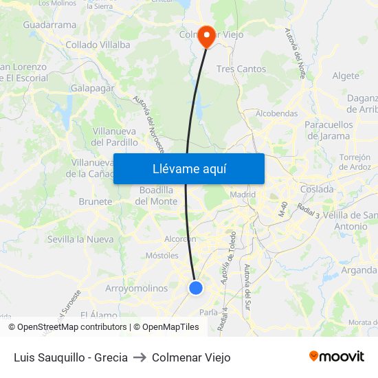Luis Sauquillo - Grecia to Colmenar Viejo map