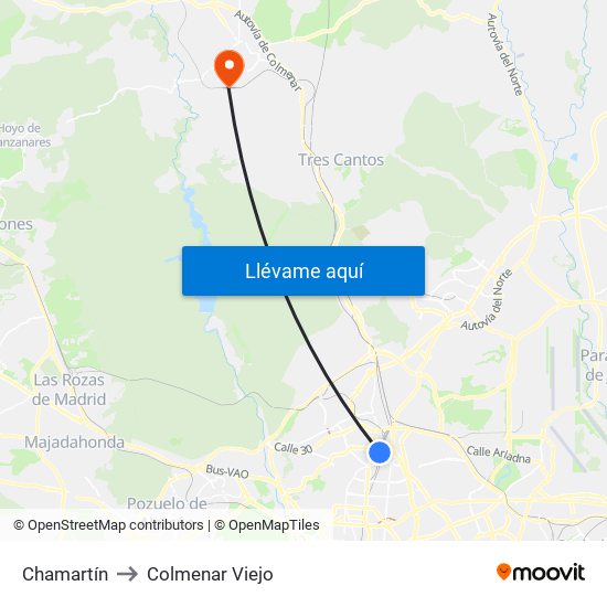 Chamartín to Colmenar Viejo map