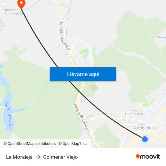 La Moraleja to Colmenar Viejo map