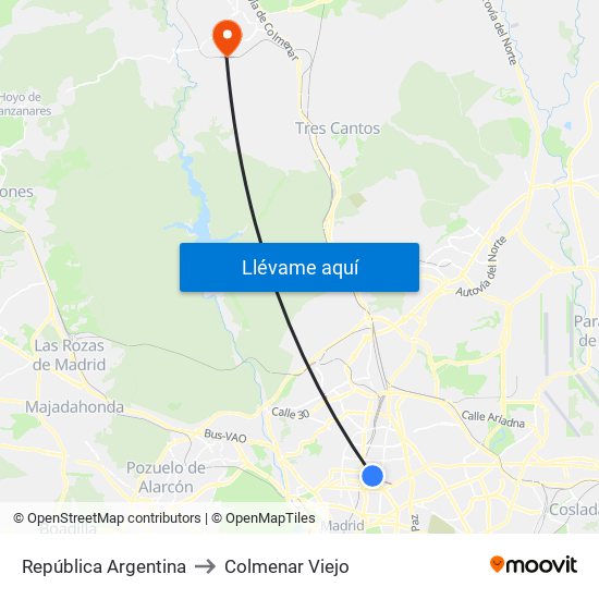 República Argentina to Colmenar Viejo map