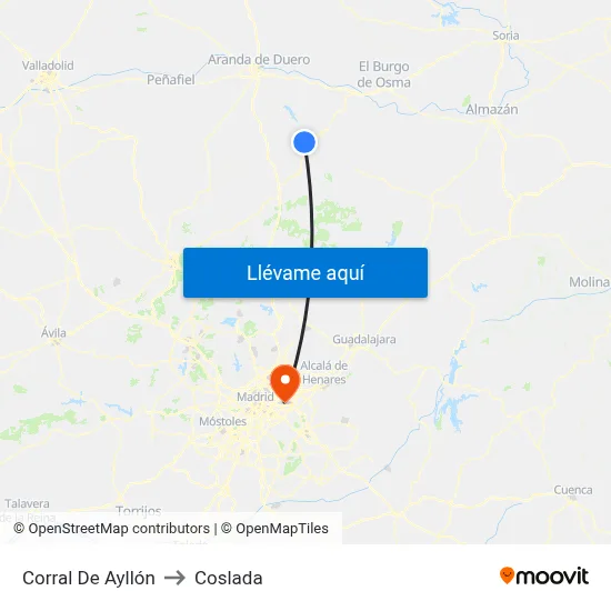 Corral De Ayllón to Coslada map