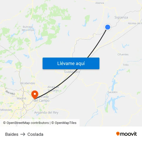 Baides to Coslada map