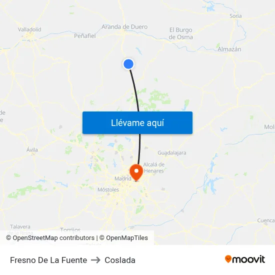 Fresno De La Fuente to Coslada map