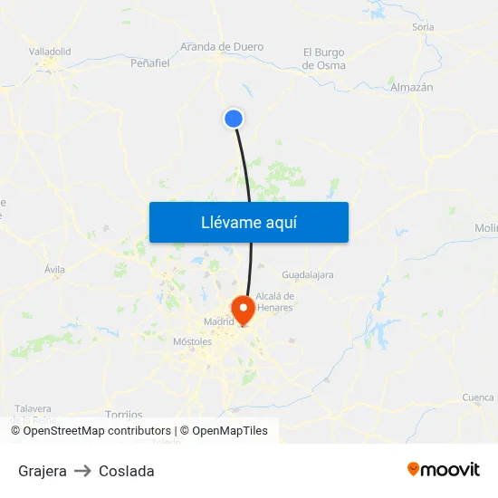 Grajera to Coslada map