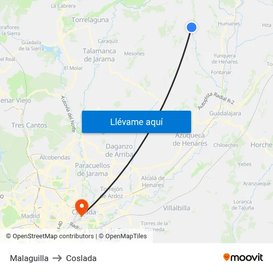 Malaguilla to Coslada map