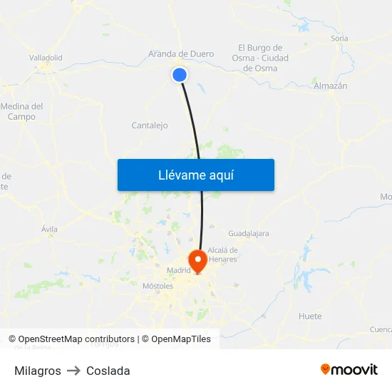 Milagros to Coslada map
