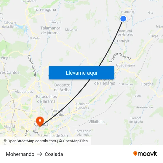 Mohernando to Coslada map