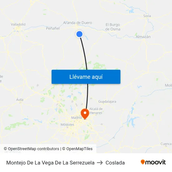 Montejo De La Vega De La Serrezuela to Coslada map