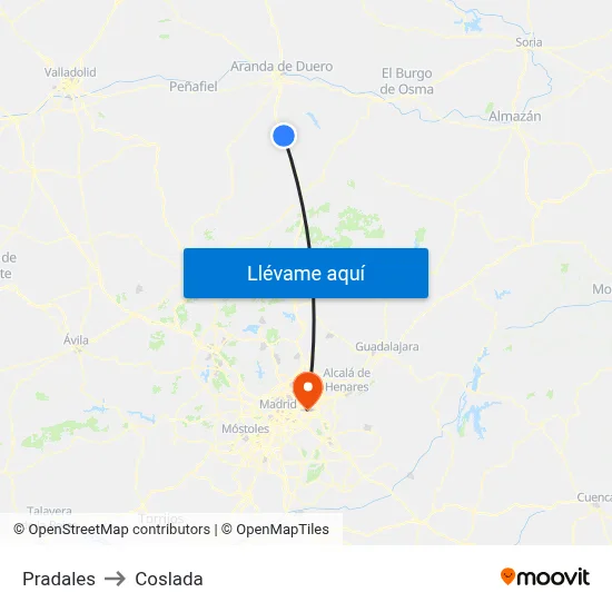 Pradales to Coslada map