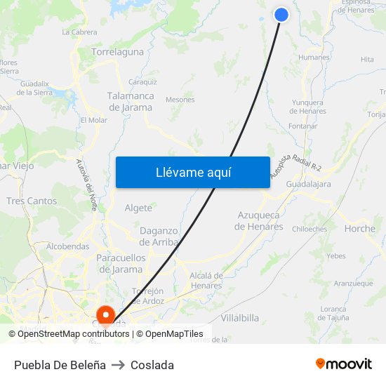 Puebla De Beleña to Coslada map