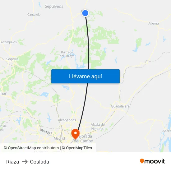 Riaza to Coslada map