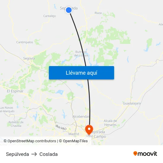 Sepúlveda to Coslada map
