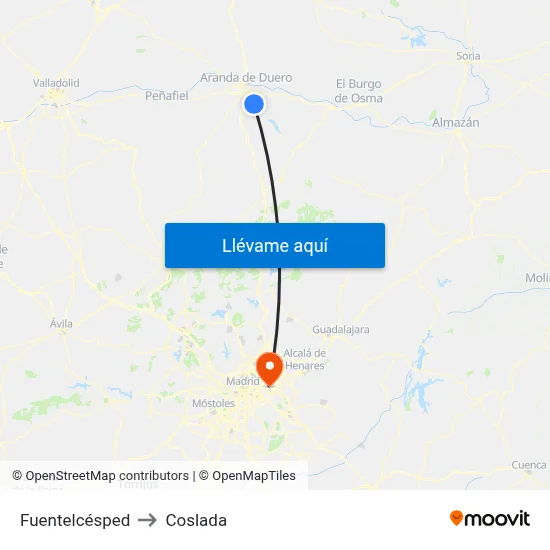 Fuentelcésped to Coslada map