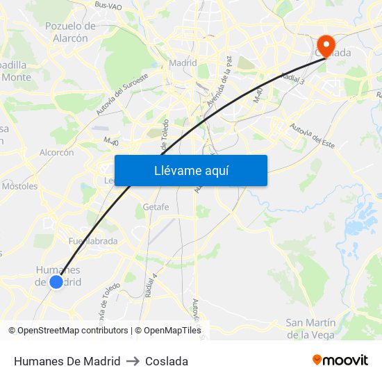 Humanes De Madrid to Coslada map