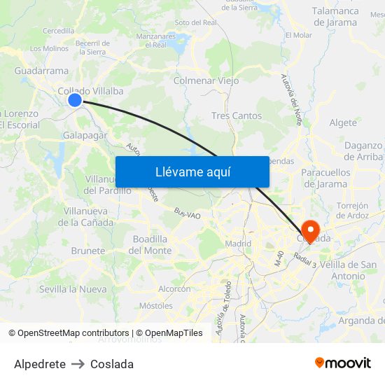 Alpedrete to Coslada map