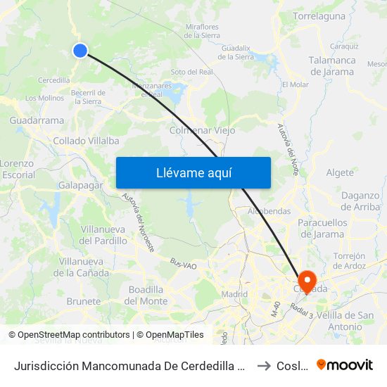 Jurisdicción Mancomunada De Cerdedilla Y Navacerrada to Coslada map