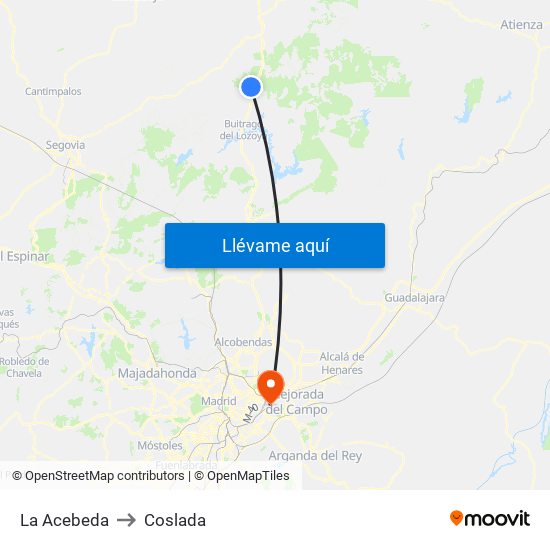 La Acebeda to Coslada map