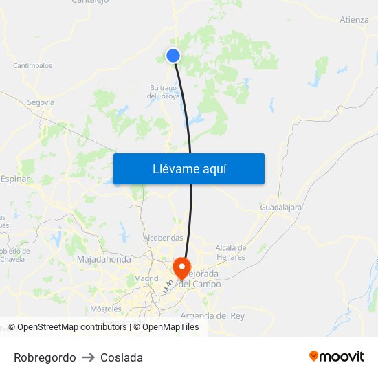 Robregordo to Coslada map