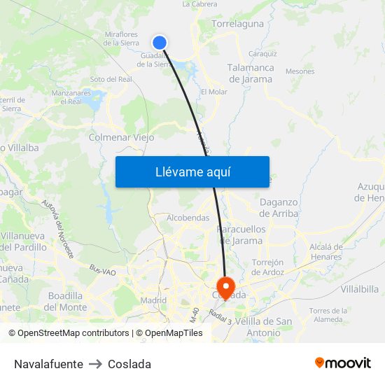 Navalafuente to Coslada map