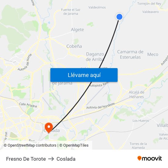 Fresno De Torote to Coslada map