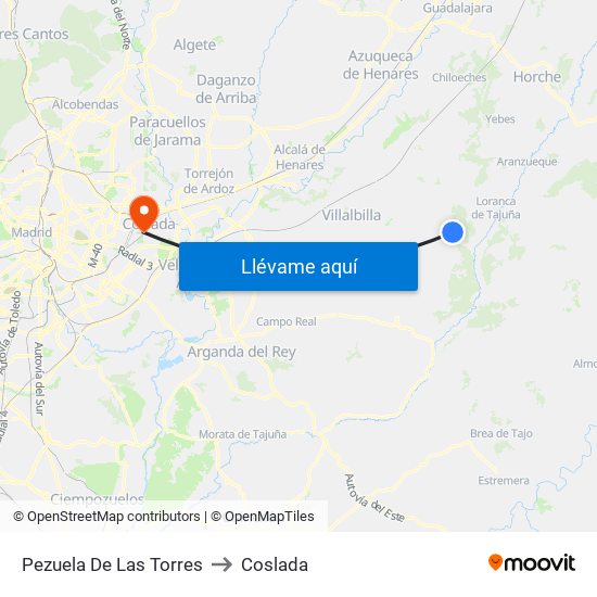 Pezuela De Las Torres to Coslada map