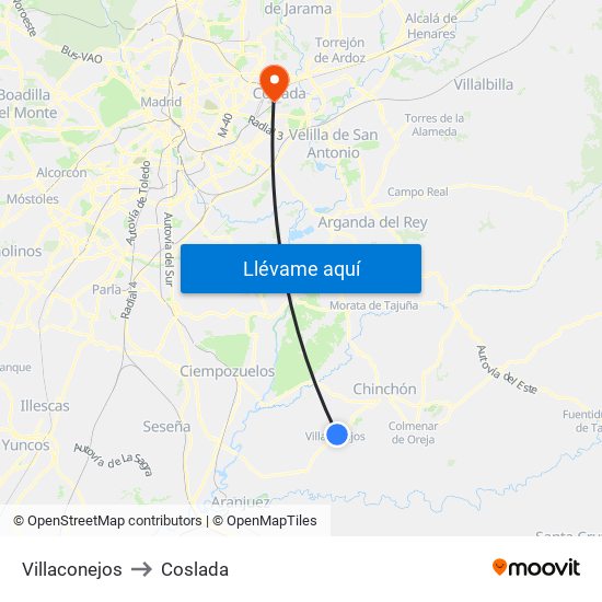 Villaconejos to Coslada map