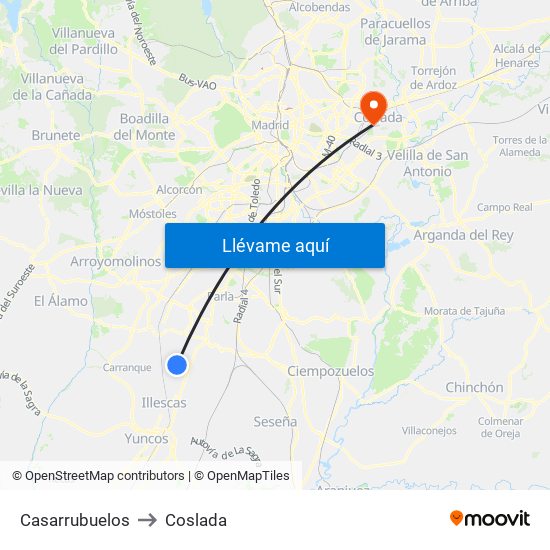 Casarrubuelos to Coslada map
