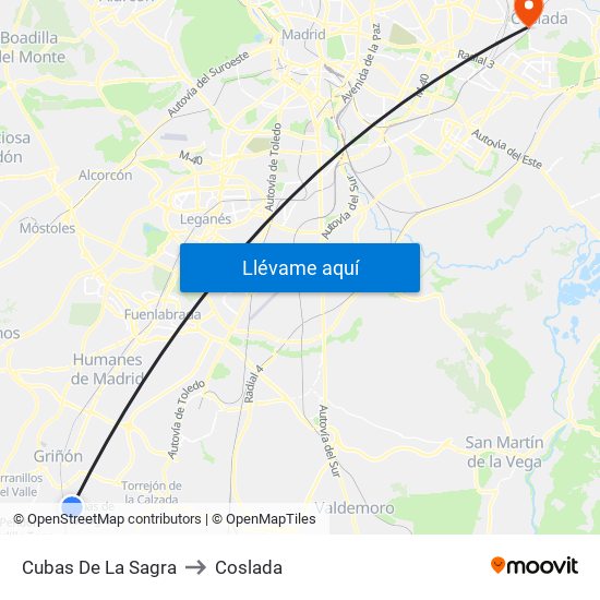 Cubas De La Sagra to Coslada map