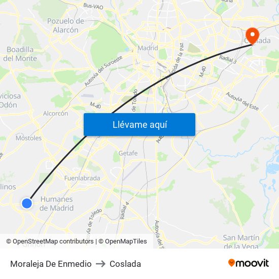 Moraleja De Enmedio to Coslada map